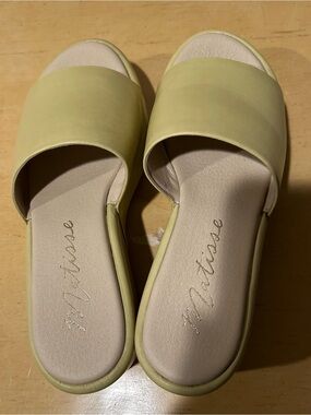 Matisse Frida platform wedge slide sandal in size 6 in light green